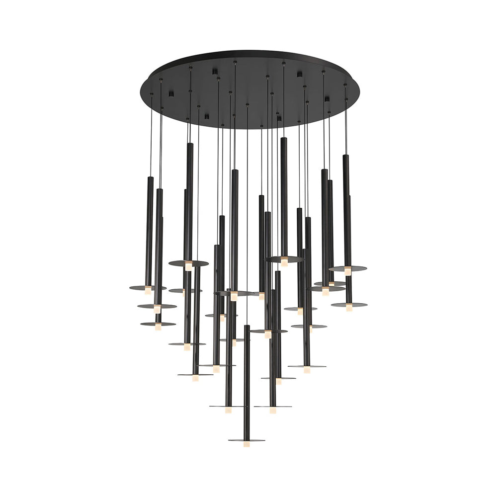 Piatto Round LED Chandelier in Matte Black (25-Light).