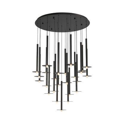 Piatto Round LED Chandelier in Matte Black (25-Light).