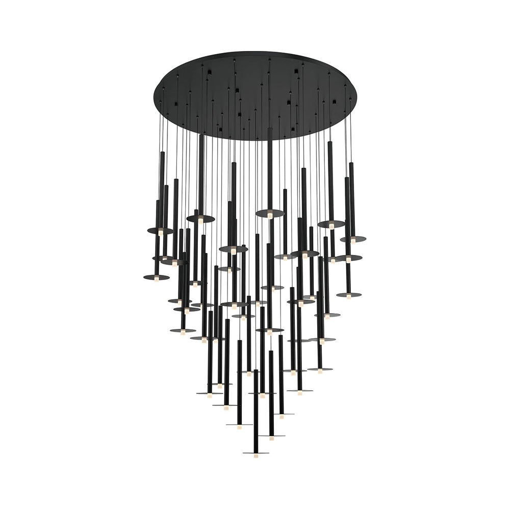 Piatto Round LED Chandelier in Matte Black (44-Light).