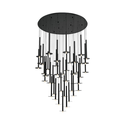 Piatto Round LED Chandelier in Matte Black (44-Light).