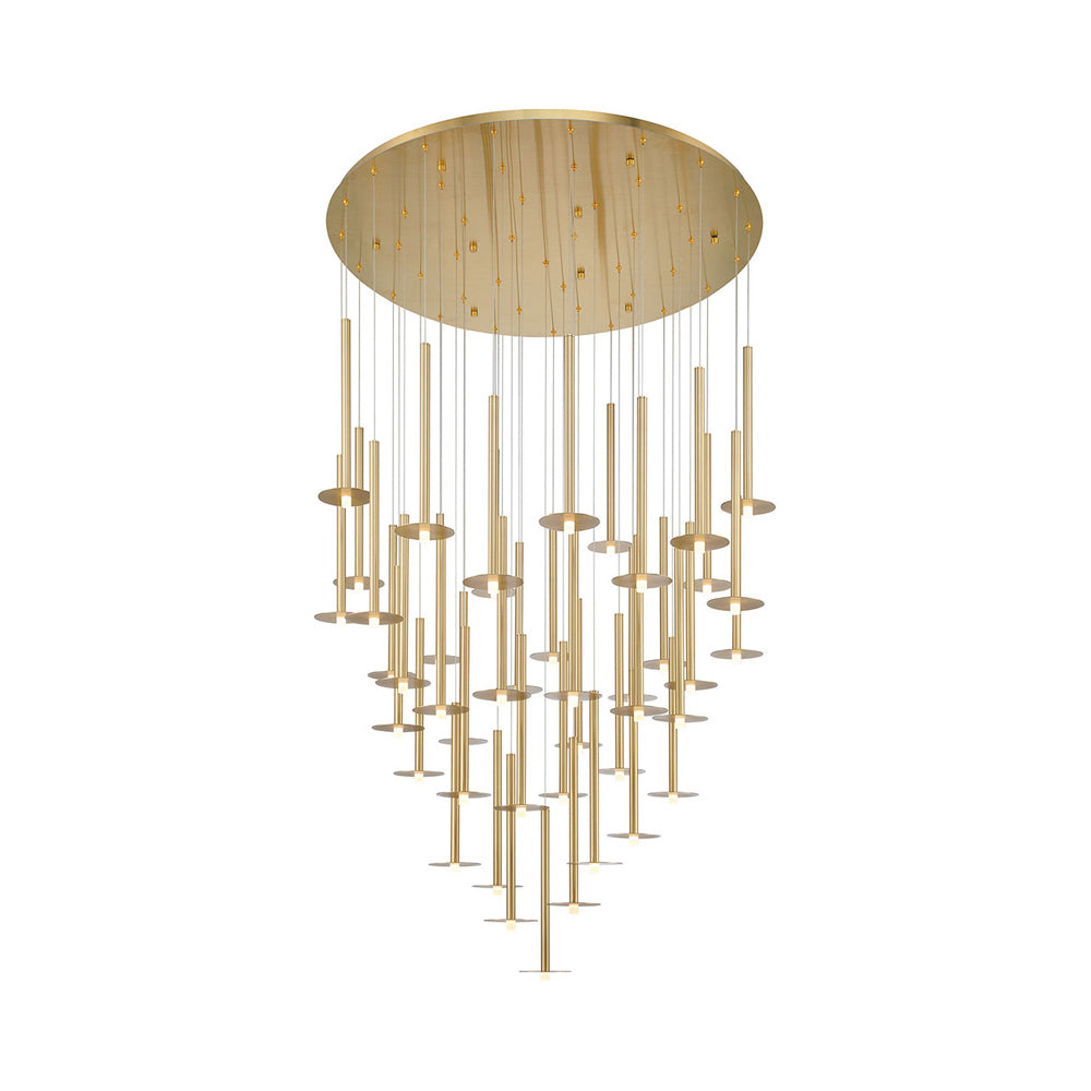 Piatto Round LED Chandelier in Plated Brushed Gold (44-Light).