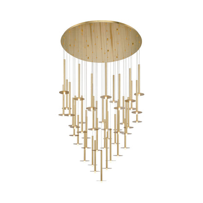 Piatto Round LED Chandelier in Plated Brushed Gold (44-Light).