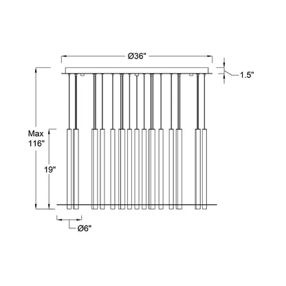 Piatto Round LED Chandelier - line drawing.