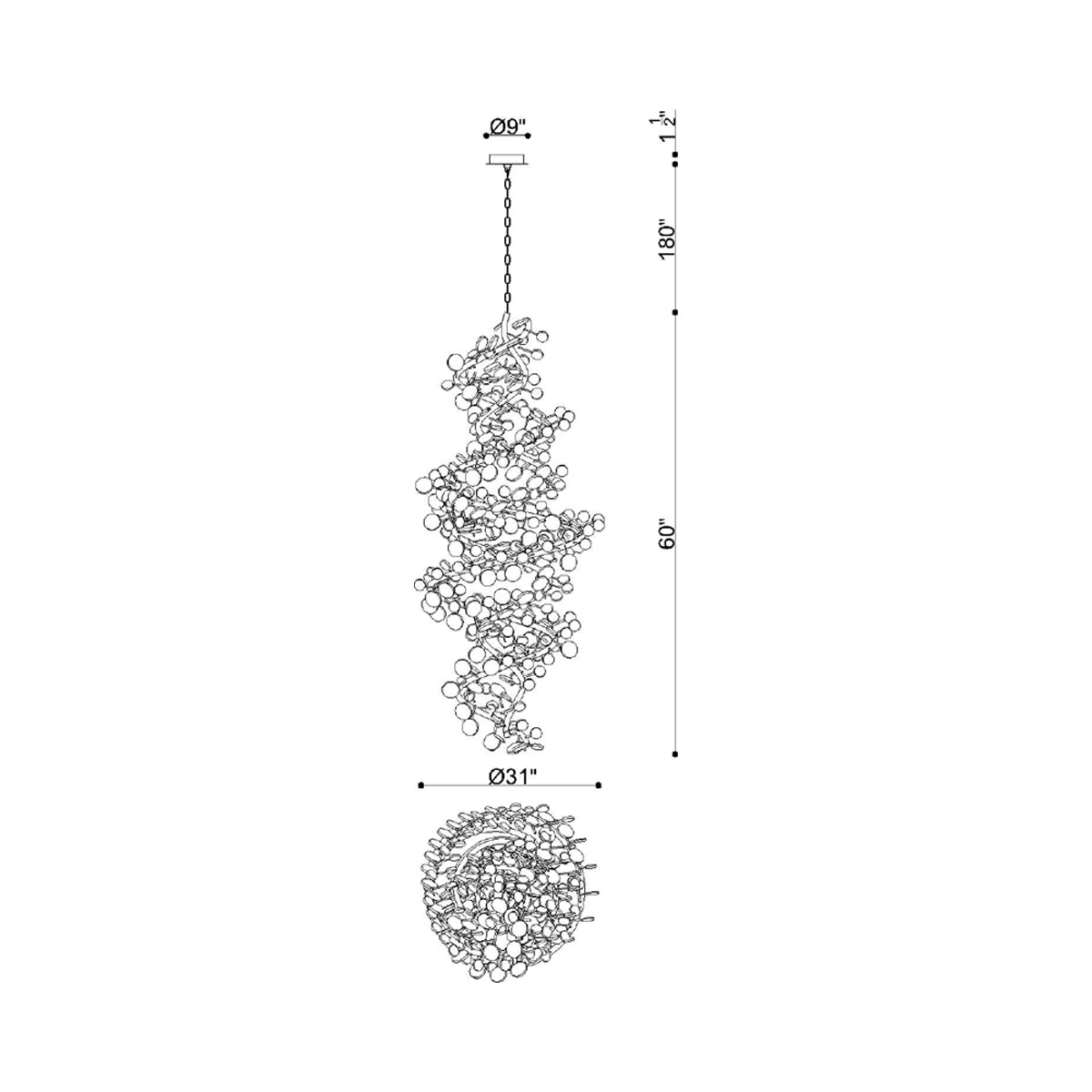 Pisa Grand Chandelier - line drawing.