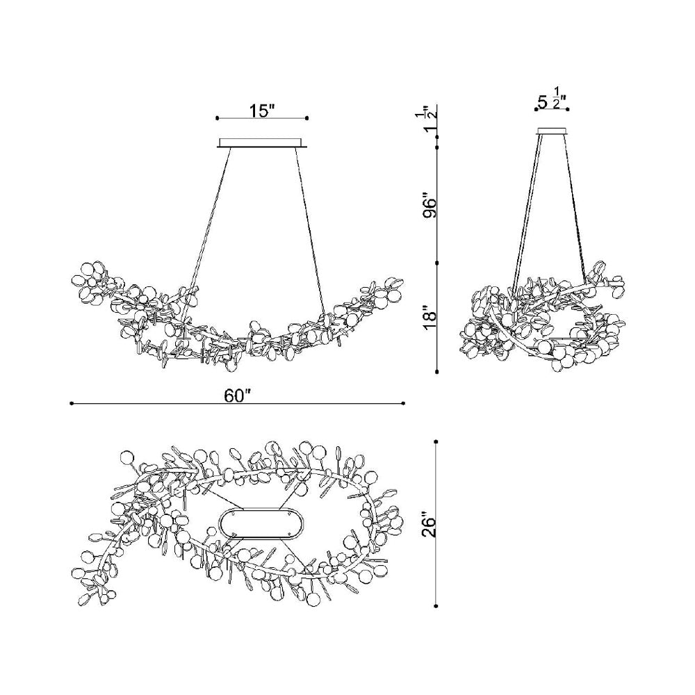Pisa Oval Chandelier - line drawing.