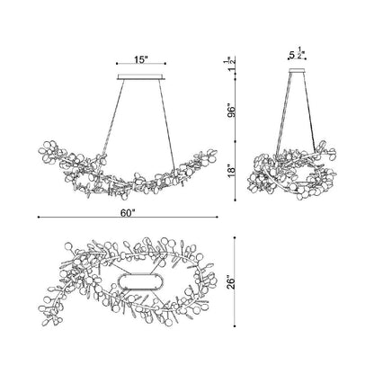 Pisa Oval Chandelier - line drawing.