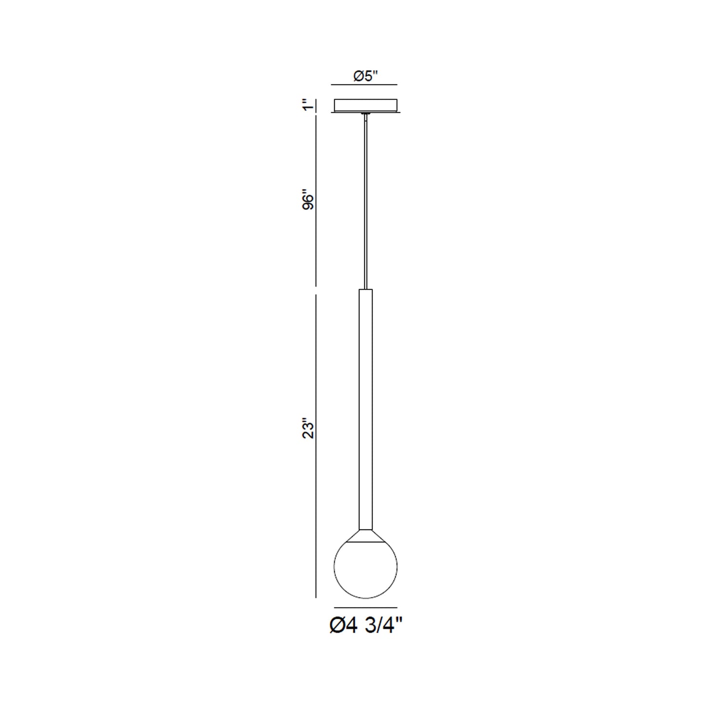 Positano LED Pendant Light - line drawing.