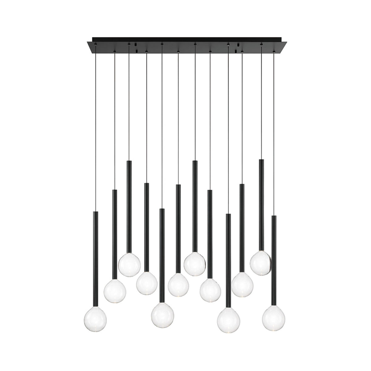 Positano Linear LED Chandelier in Matte Black (12-Light).