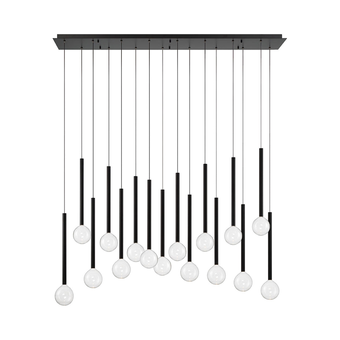 Positano Linear LED Chandelier in Matte Black (16-Light).