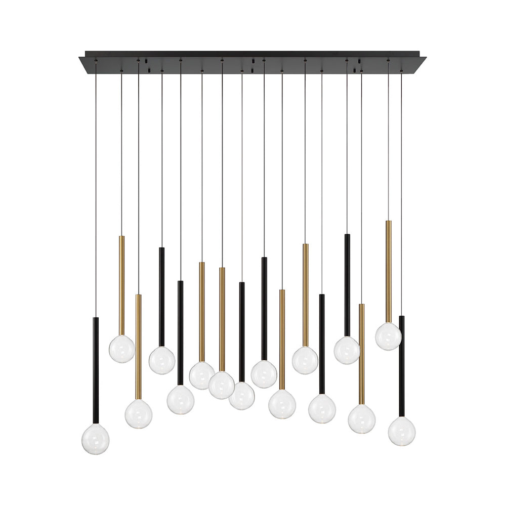 Positano Linear LED Chandelier in Matte Black And Plated Brushed Gold (16-Light).