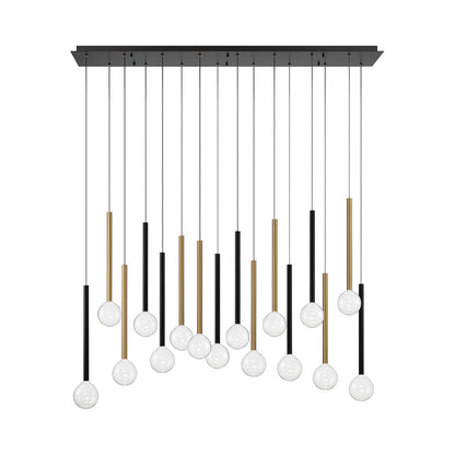 Positano Linear LED Chandelier in Matte Black And Plated Brushed Gold (16-Light).