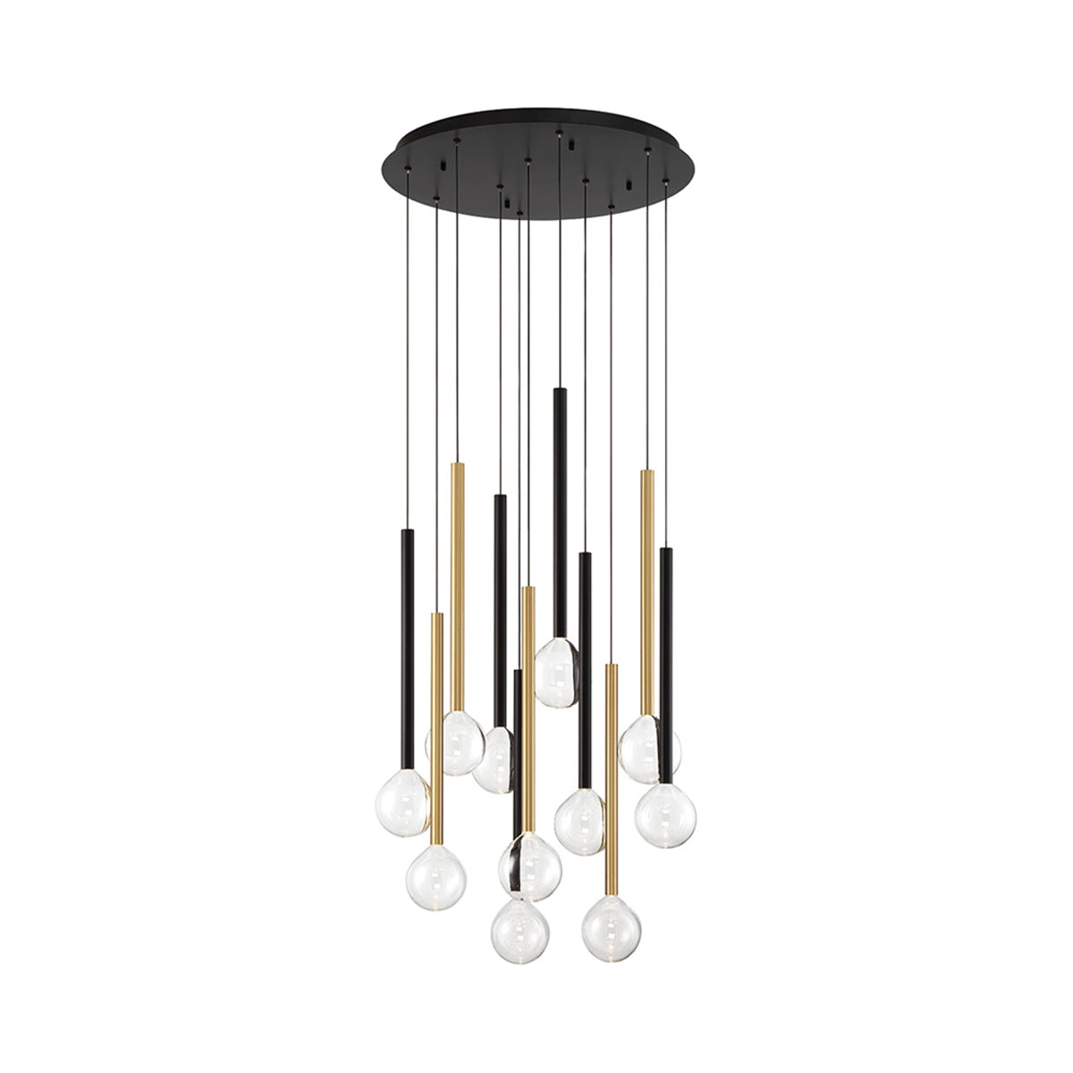 Positano Round LED Chandelier in Matte Black And Plated Brushed Gold (11-Light).