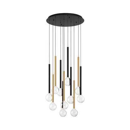 Positano Round LED Chandelier in Matte Black And Plated Brushed Gold (11-Light).