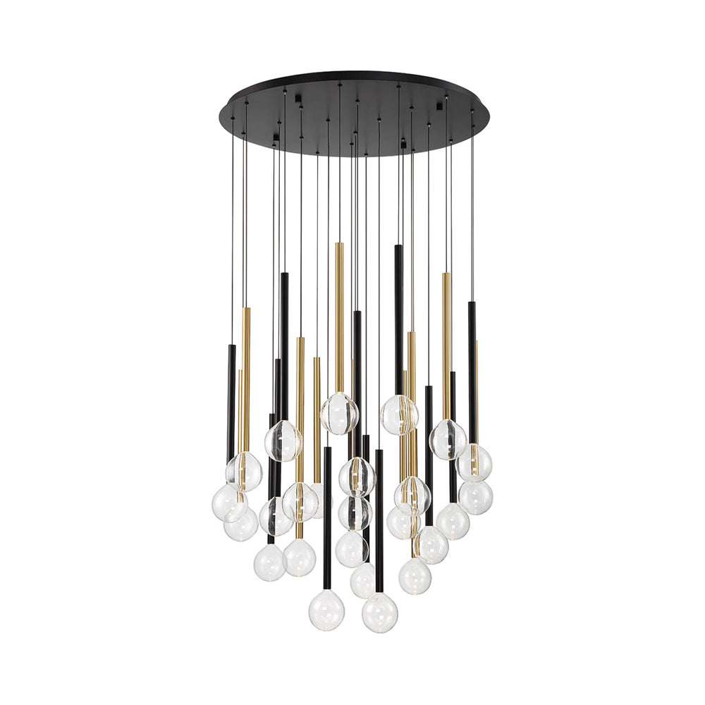 Positano Round LED Chandelier in Matte Black And Plated Brushed Gold (25-Light).