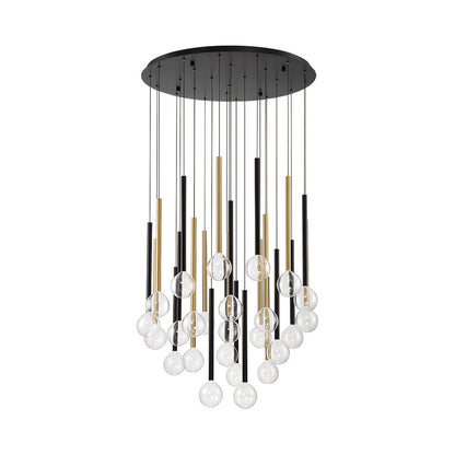 Positano Round LED Chandelier in Matte Black And Plated Brushed Gold (25-Light).