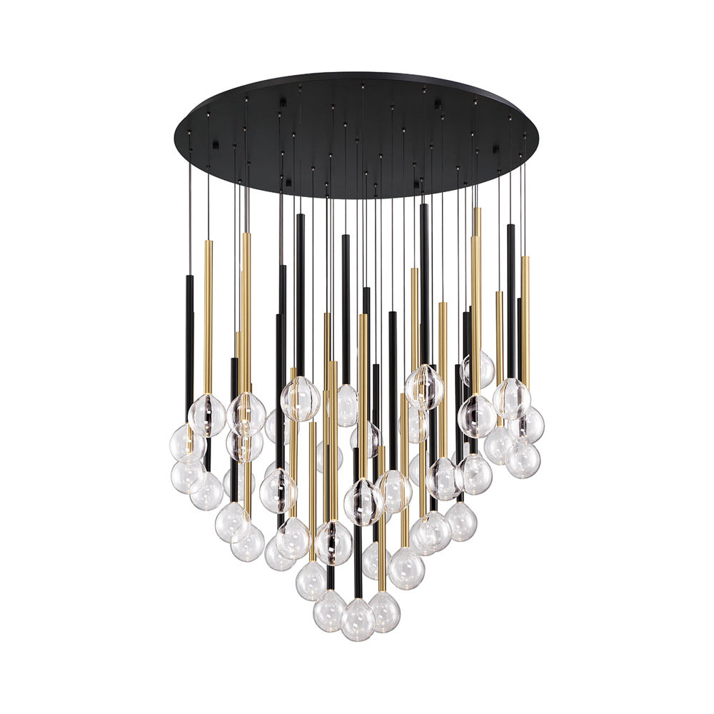 Positano Round LED Chandelier in Matte Black And Plated Brushed Gold (44-Light).