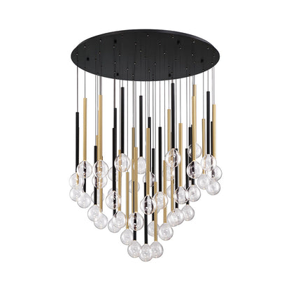 Positano Round LED Chandelier in Matte Black And Plated Brushed Gold (44-Light).