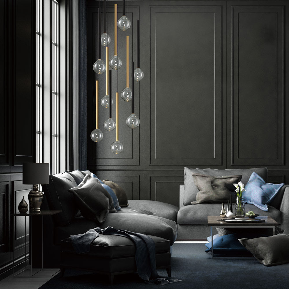 Positano Round LED Chandelier in living room.
