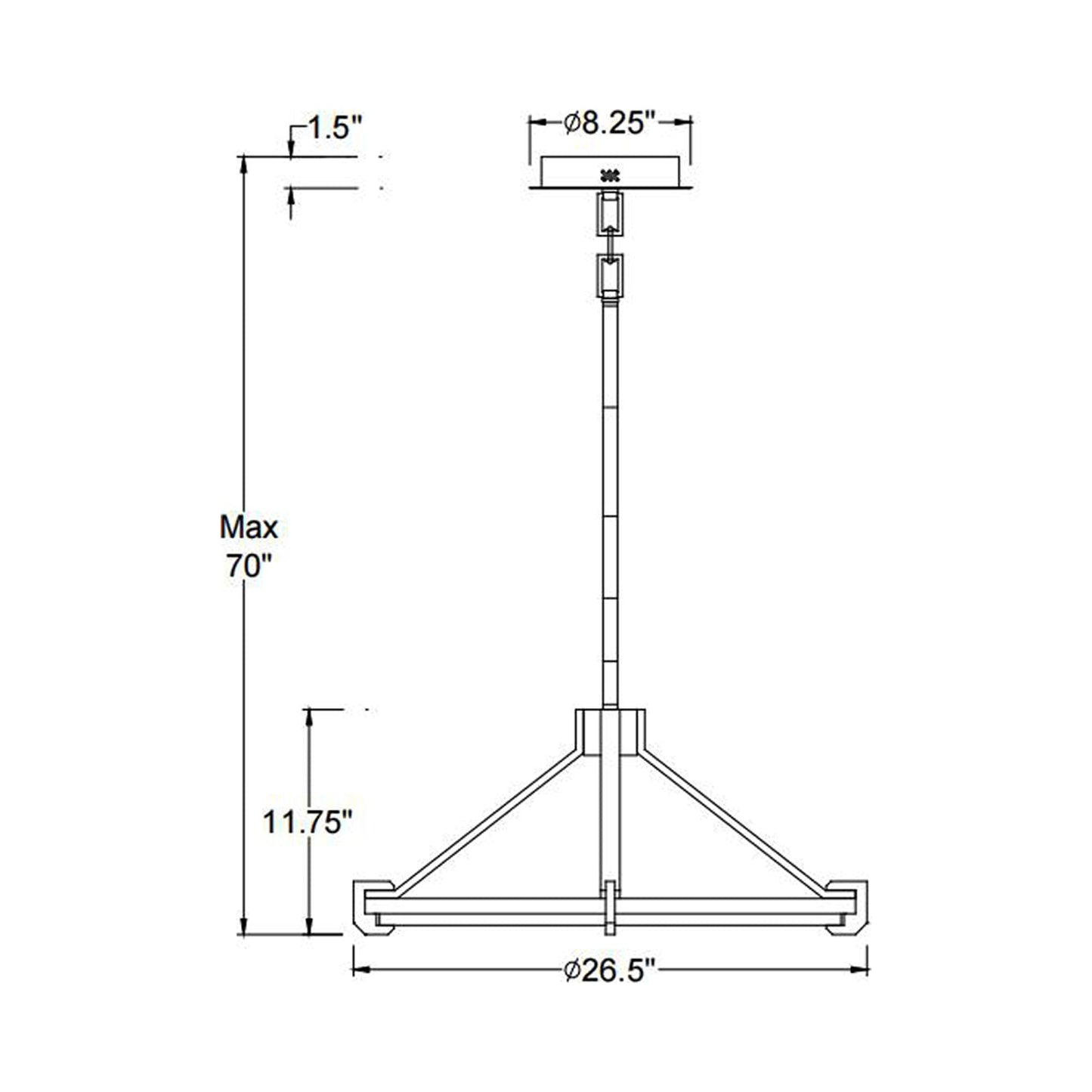 Raffinato LED Chandelier - line drawing.