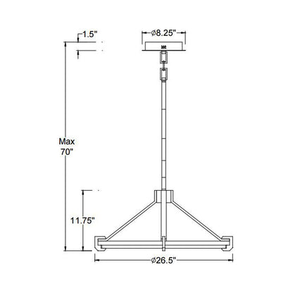 Raffinato LED Chandelier - line drawing.