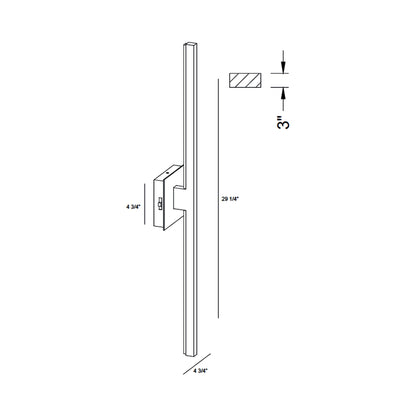 Ragusa LED Bath Vanity Light - line drawing.