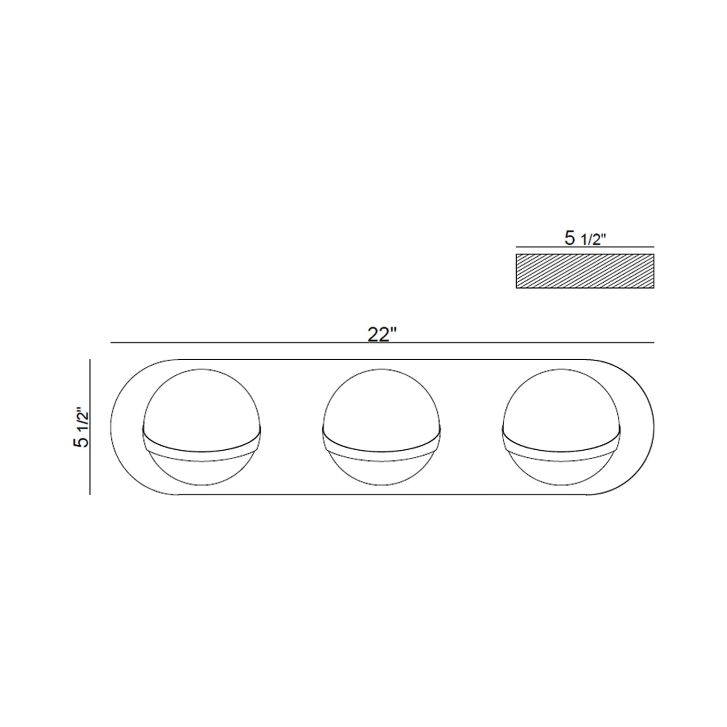 Rovigo Bath Vanity Light - line drawing.
