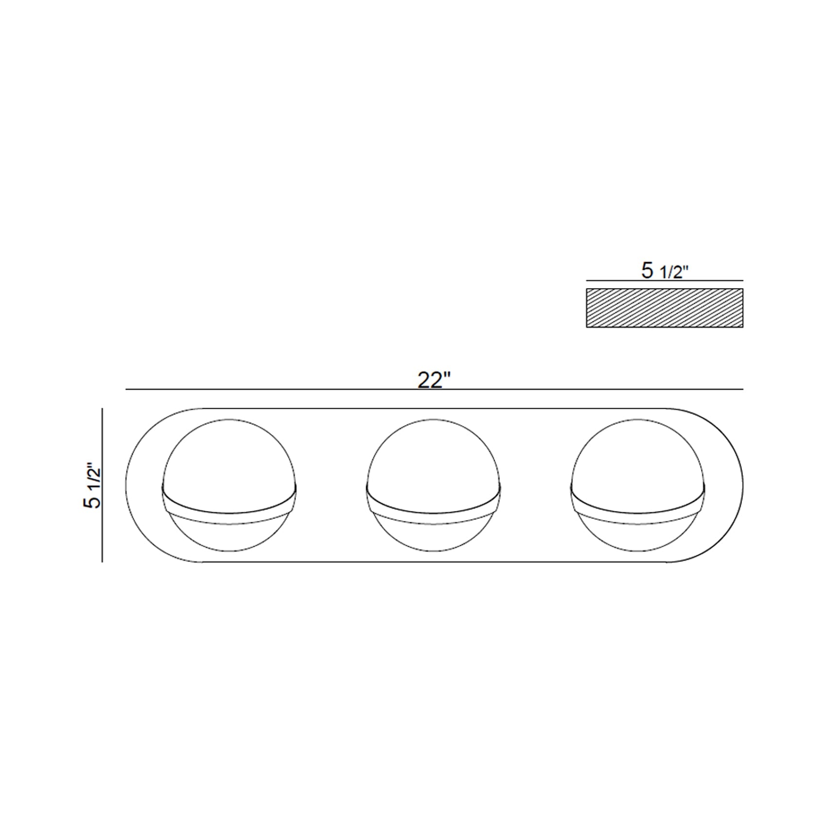 Rovigo Bath Vanity Light - line drawing.
