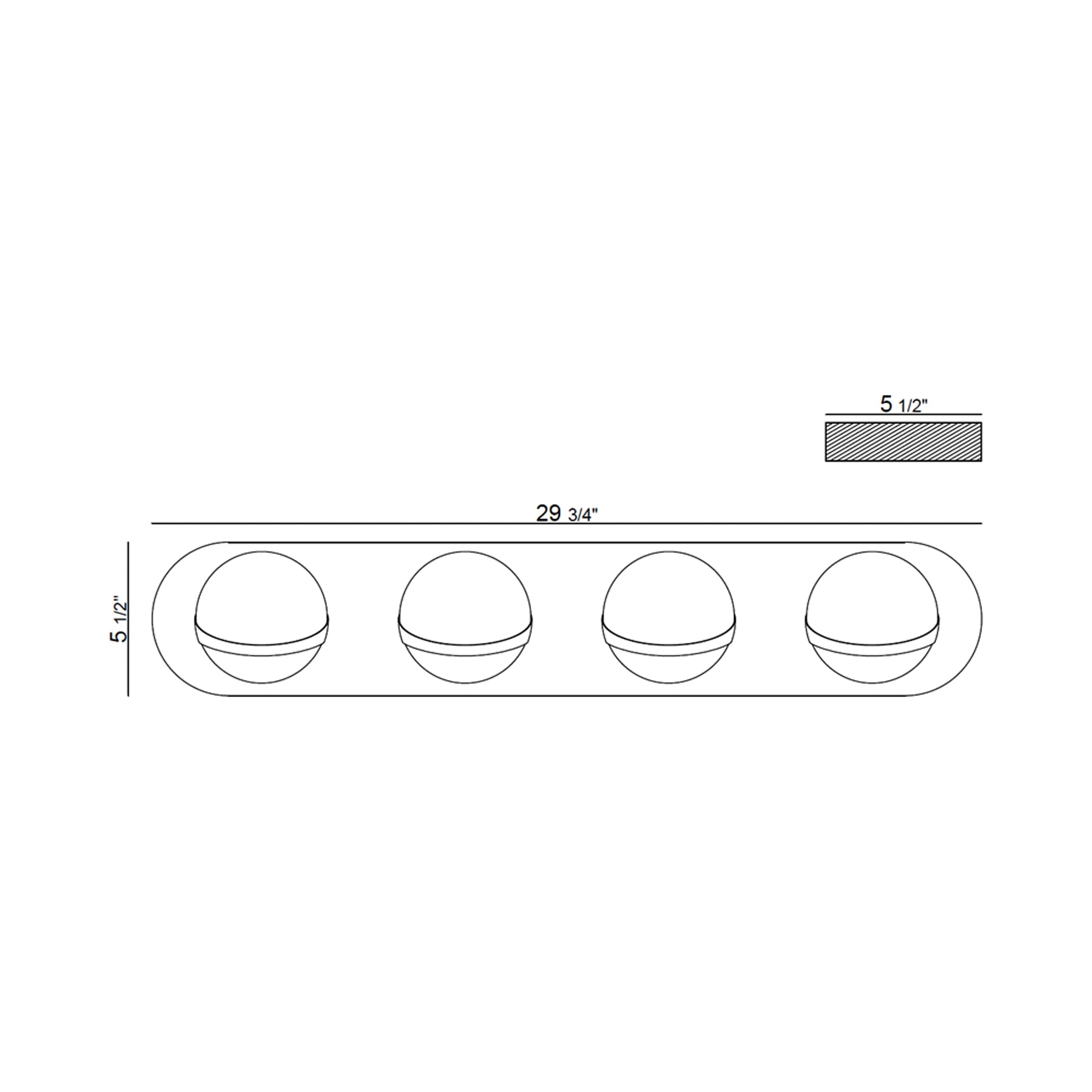 Rovigo Bath Vanity Light - line drawing.