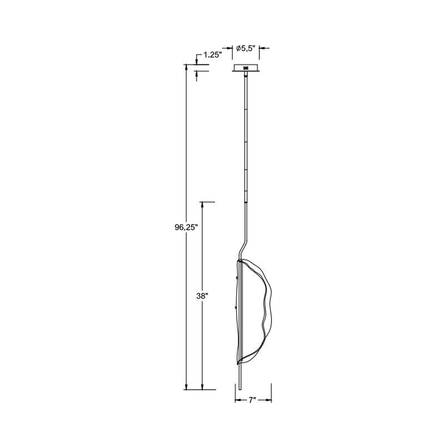 Savona LED Pendant Light - line drawing.