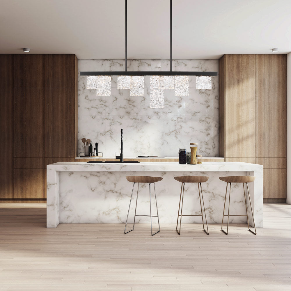 Siena Linear LED Chandelier in kitchen.