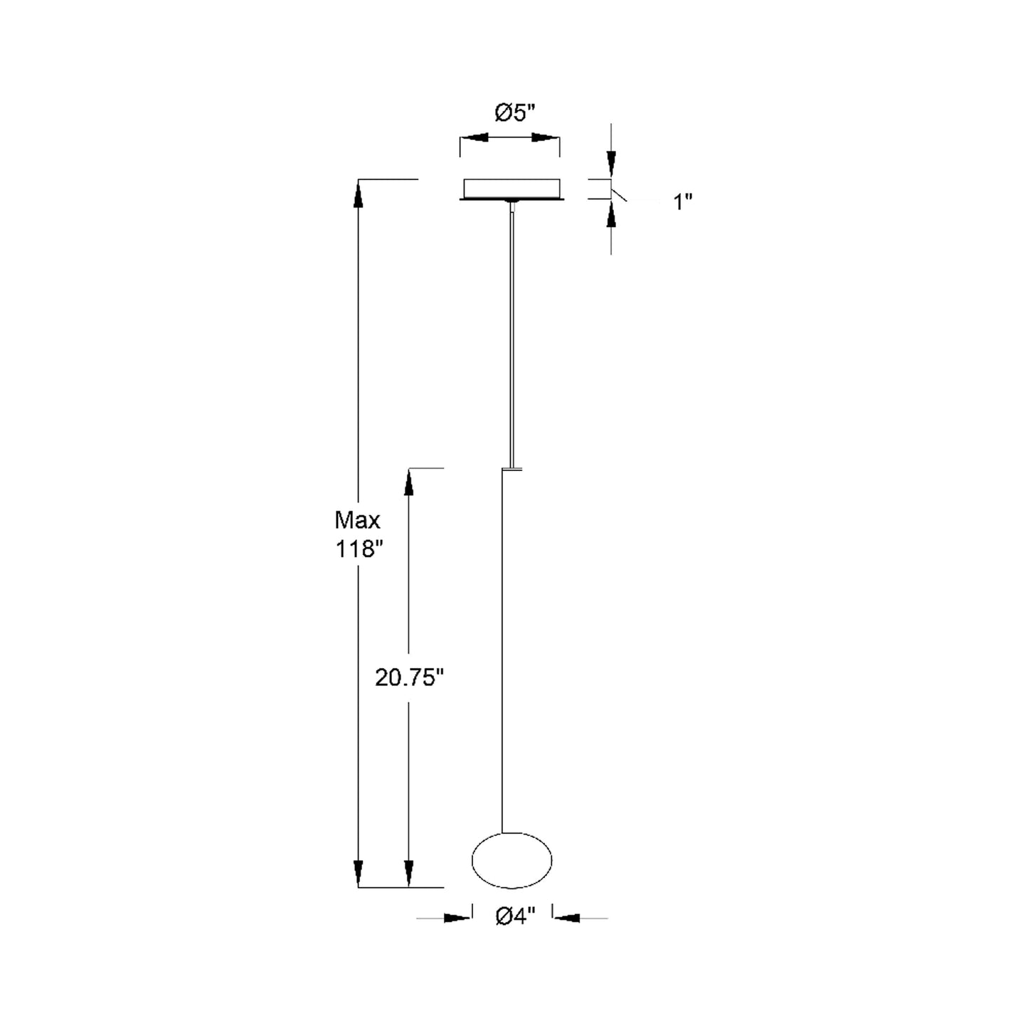 Soffio LED Pendant Light - line drawing.