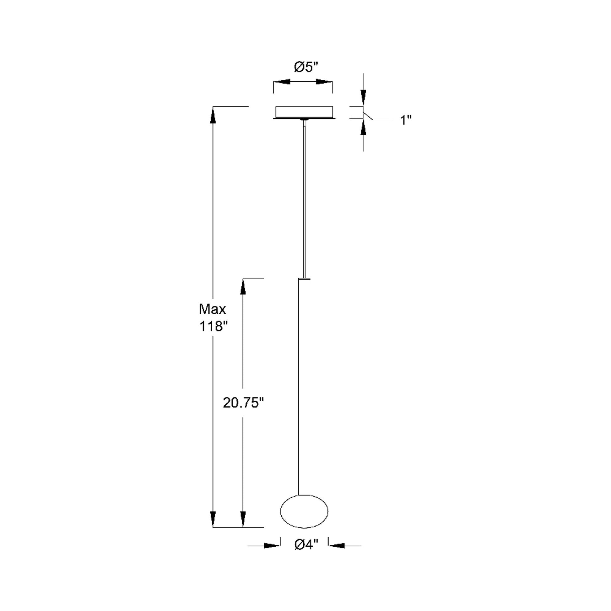Soffio LED Pendant Light - line drawing.