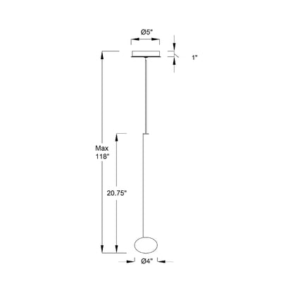 Soffio LED Pendant Light - line drawing.