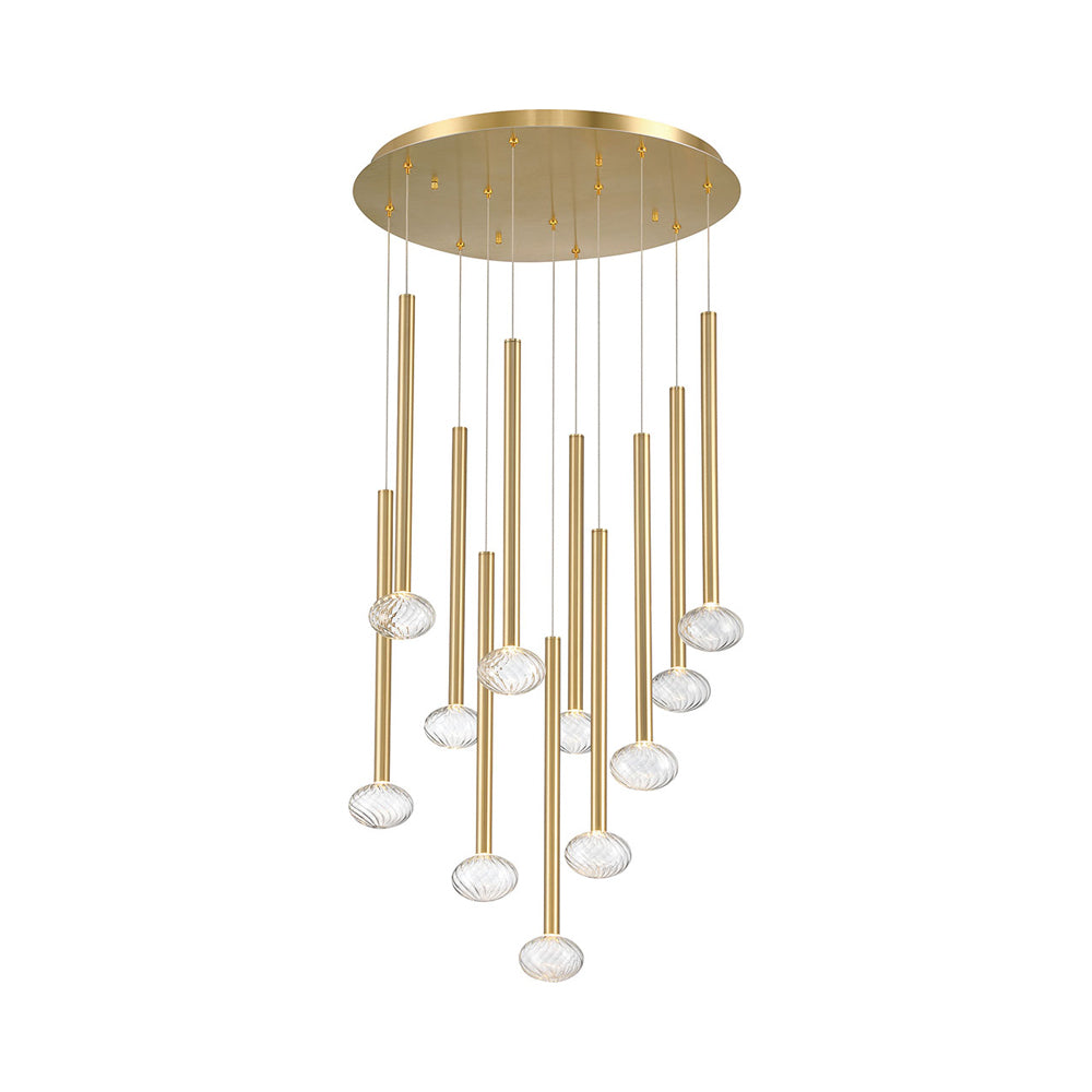 Soffio Round LED Chandelier in Plated Brushed Gold (11-Light).