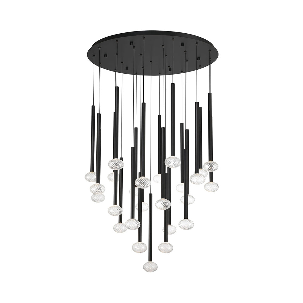 Soffio Round LED Chandelier in Matte Black (25-Light).