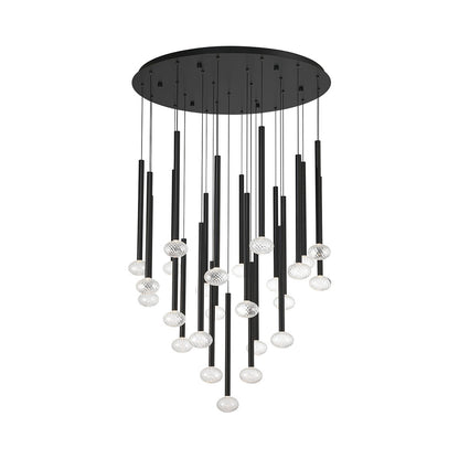 Soffio Round LED Chandelier in Matte Black (25-Light).