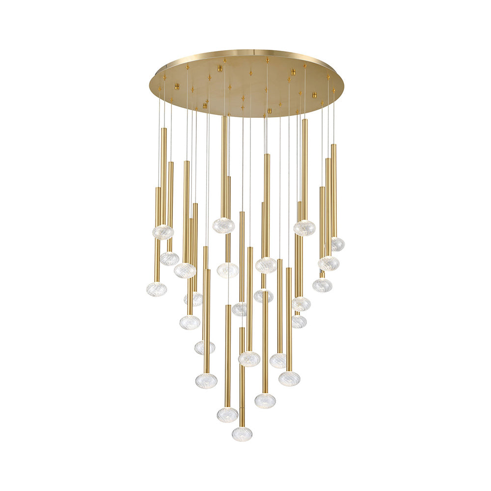 Soffio Round LED Chandelier in Plated Brushed Gold (25-Light).