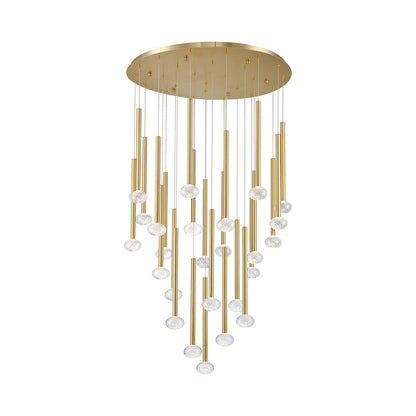 Soffio Round LED Chandelier in Plated Brushed Gold (25-Light).