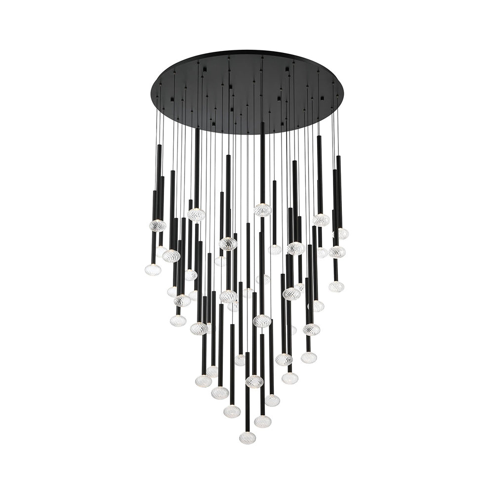 Soffio Round LED Chandelier in Matte Black (44-Light).