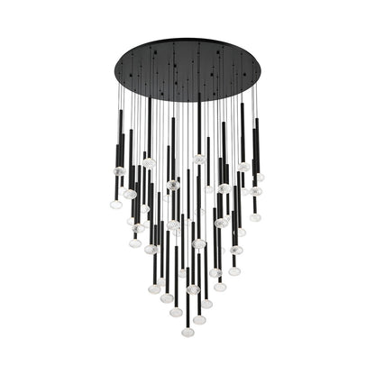 Soffio Round LED Chandelier in Matte Black (44-Light).