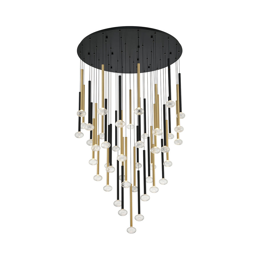 Soffio Round LED Chandelier in Matte Black And Plated Brushed Gold (44-Light).