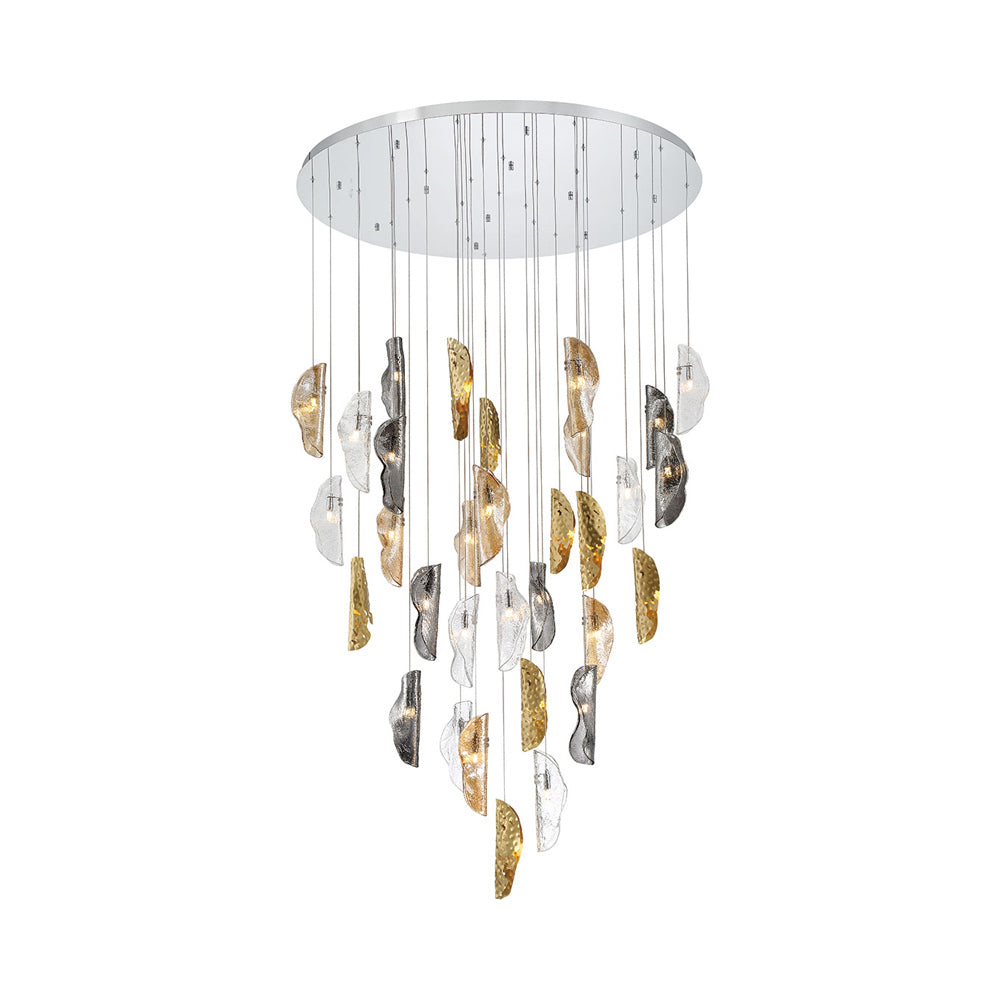 Sorrento Grand Chandelier in Chrome/Mixed with Copper Leaf (32-Light).