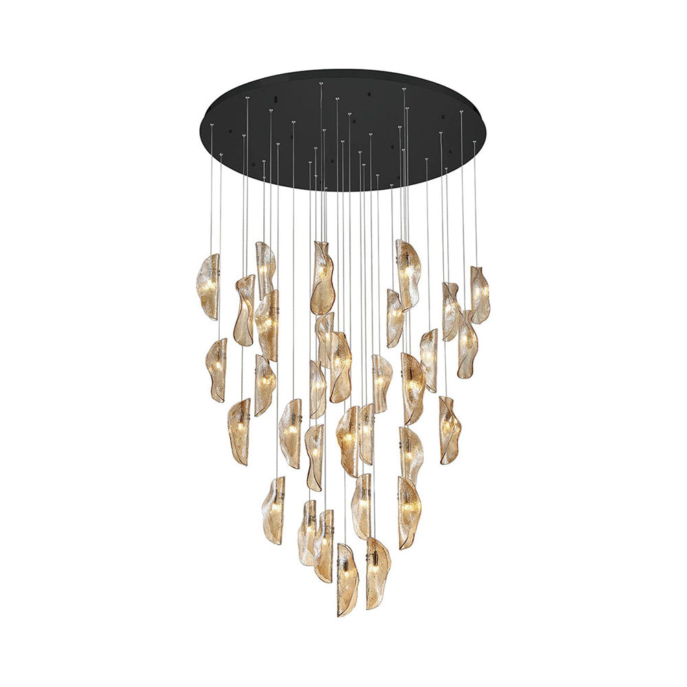 Sorrento Grand Chandelier in Matte Black/Amber (32-Light).