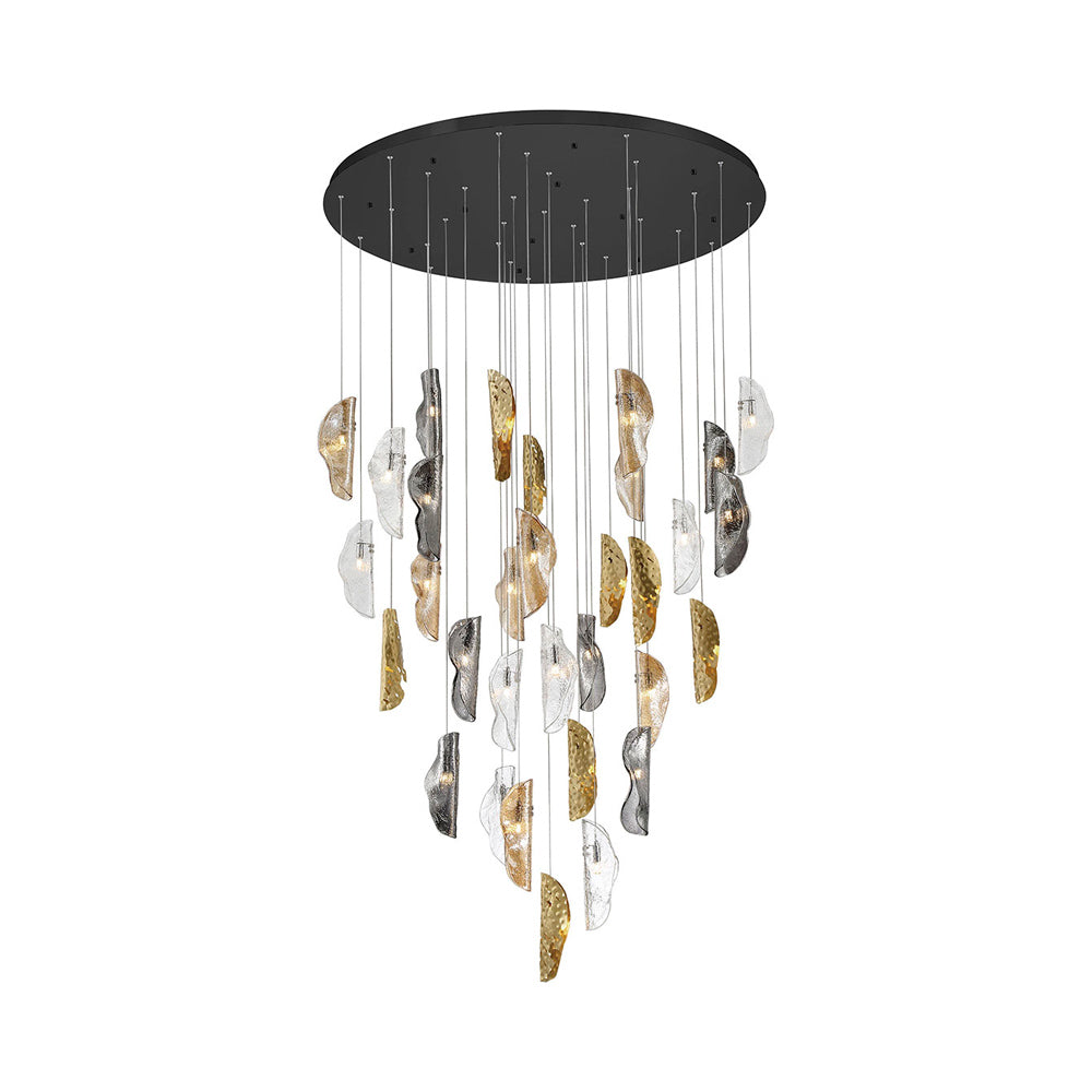 Sorrento Grand Chandelier in Matte Black/Mixed with Copper Leaf (32-Light).