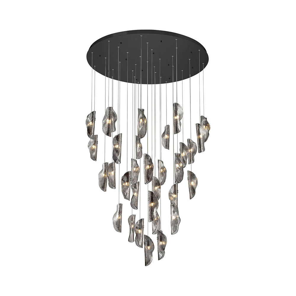 Sorrento Grand Chandelier in Matte Black/Smoke (32-Light).