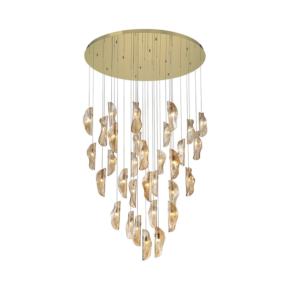 Sorrento Grand Chandelier in Plated Brushed Gold/Amber (32-Light).
