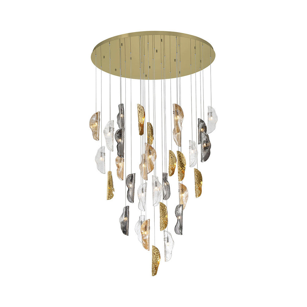Sorrento Grand Chandelier in Plated Brushed Gold/Mixed with Copper Leaf (32-Light).