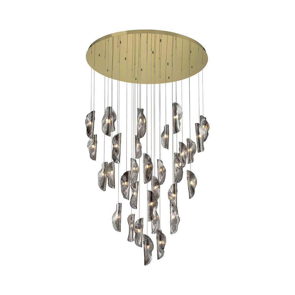 Sorrento Grand Chandelier in Plated Brushed Gold/Smoke (32-Light).