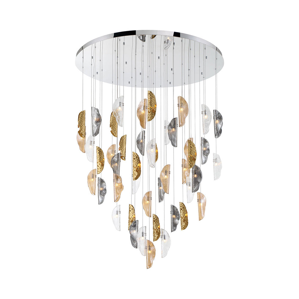 Sorrento Grand Chandelier in Chrome/Mixed with Copper Leaf (45-Light).