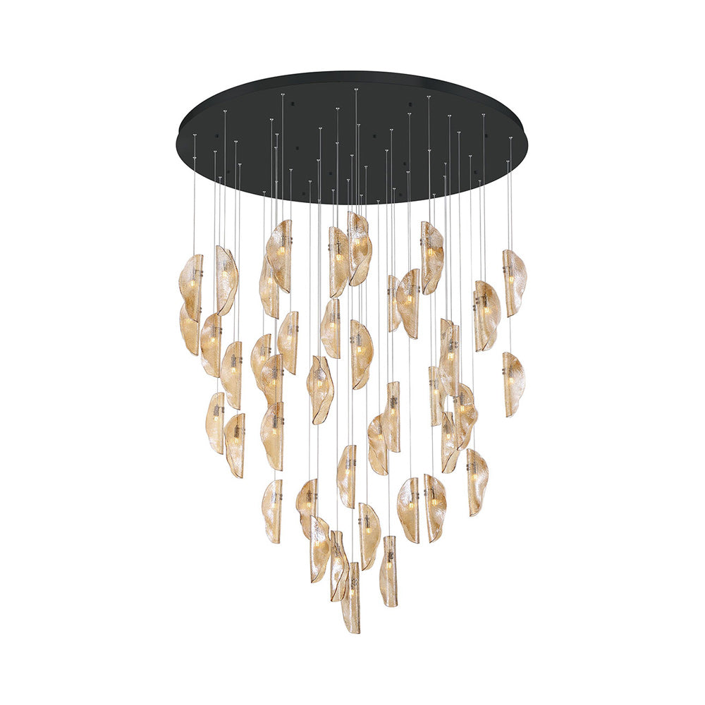 Sorrento Grand Chandelier in Matte Black/Amber (45-Light).